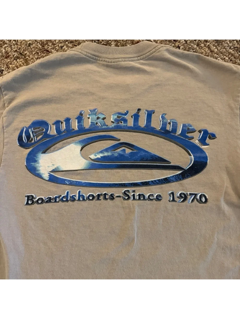 Vintage 90s Quiksilver Single Stitch Graphic T-Shirt Surf Tan Size Medium